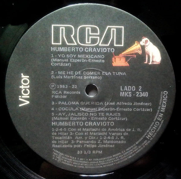 Humberto Cravioto - Con Mariachi - VG+ LP Record 1983 RCA Victor Mexico Vinyl - Latin / Mariachi - Shuga Records