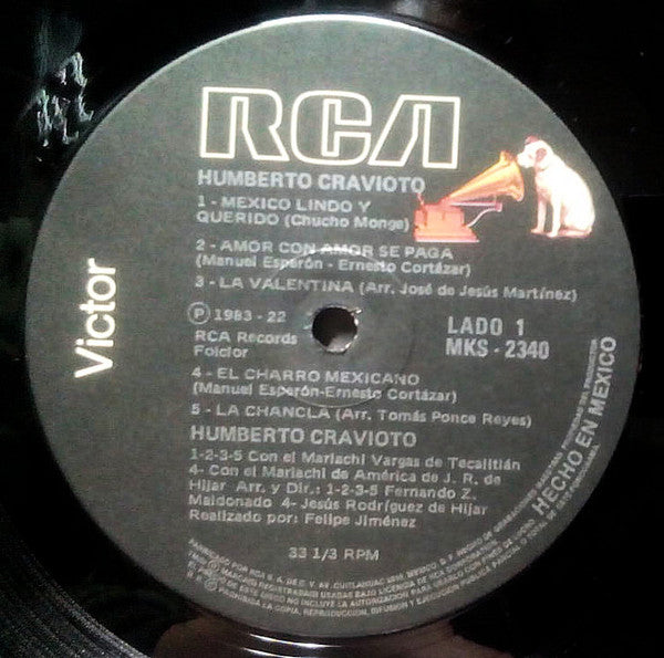 Humberto Cravioto - Con Mariachi - VG+ LP Record 1983 RCA Victor Mexico Vinyl - Latin / Mariachi - Shuga Records