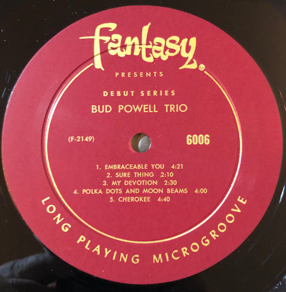 The Bud Powell Trio - The Bud Powell Trio (Charlie Mingus &Max Roach) - VG+ LP Record 1962 Fantasy USA Mono Original Vinyl - Jazz / Hard Bop - Shuga Records