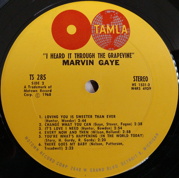 Marvin Gaye - I Heard It Through The Grapevine - VG LP Record 1968 Tamla USA Original Vinyl & 2nd Cover - Soul / Rhythm & Blues