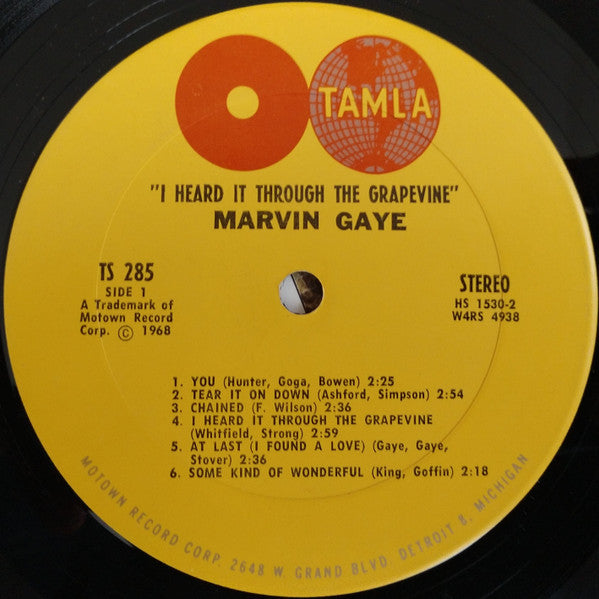 Marvin Gaye - I Heard It Through The Grapevine - VG LP Record 1968 Tamla USA Original Vinyl & 2nd Cover - Soul / Rhythm & Blues