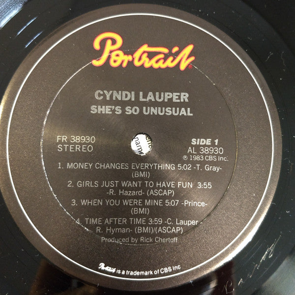 Cyndi Lauper - She's So Unusual - Mint- LP Record 1983 Portrait USA Vinyl (Barry" & "Chet" Version)- Pop Rock / Synth-pop - Shuga Records