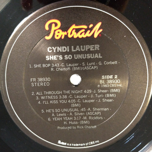 Cyndi Lauper - She's So Unusual - Mint- LP Record 1983 Portrait USA Vinyl (Barry" & "Chet" Version)- Pop Rock / Synth-pop - Shuga Records