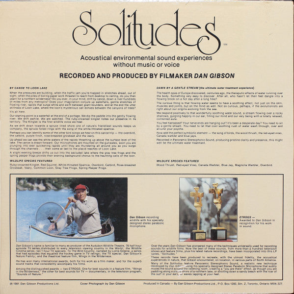 Dan Gibson - Solitudes - Environmental Sound Experiences Volume One - Mint- LP Record 1981 Canada Vinyl - Field Recording / Sounds / Non-Music - Shuga Records