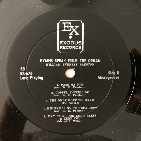 William Everett Preston – Hymns Speak From The Organ - VG+ LP Record 1966 Exodus USA Mono Vinyl - Gospel / Soul / Funk