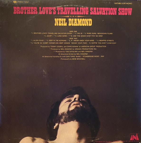Neil Diamond - Brother Love's Travelling Salvation Show / Sweet Caroline - VG+ LP Record 1969 UNI USA Original Vinyl & 2nd Cover Variation - Pop Rock / Soft Rock - Shuga Records