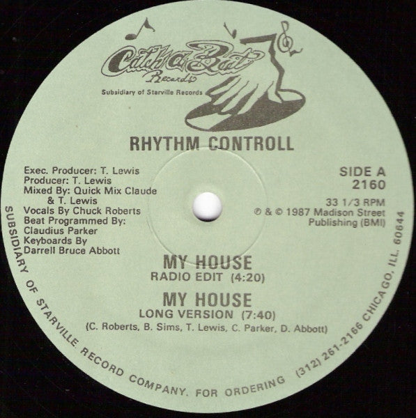 Rhythm Controll - My House - Mint- 12" Single Record 1987 Catch A Beat USA Original Vinyl - Chicago House / Garage House - Shuga Records