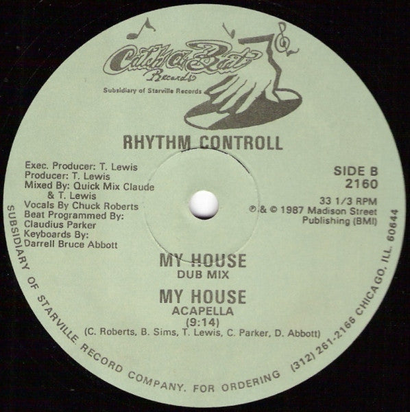 Rhythm Controll - My House - Mint- 12" Single Record 1987 Catch A Beat USA Original Vinyl - Chicago House / Garage House - Shuga Records