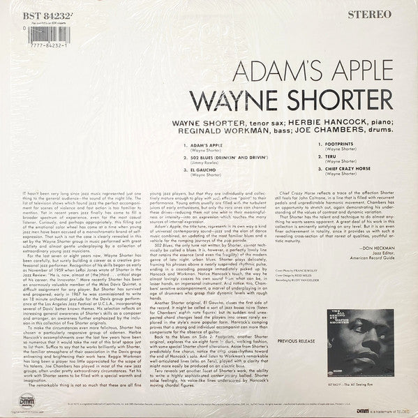 Wayne Shorter - Adam's Apple (1966) - Mint- LP Record 1985 Blue Note USA Vinyl - Jazz / Hard Bop - Shuga Records