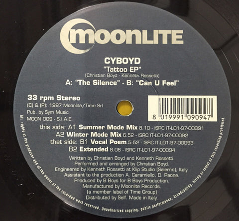 Cyboyd - Tattoo EP - New 12" Single Record 1997 Moonlite Italy Vinyl - Trance