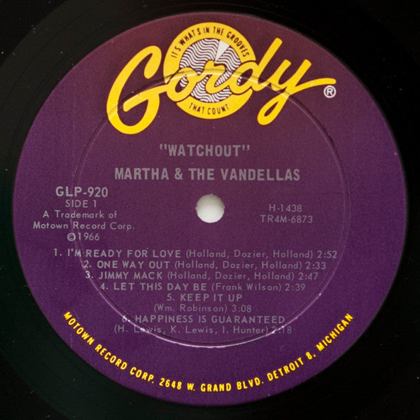 Martha & the Vandellas - Watchout - VG LP Record 1966 Gordy USA Mono Original Vinyl - Soul / R&B - Shuga Records