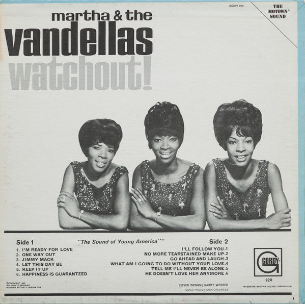 Martha & the Vandellas - Watchout - VG LP Record 1966 Gordy USA Mono Original Vinyl - Soul / R&B - Shuga Records