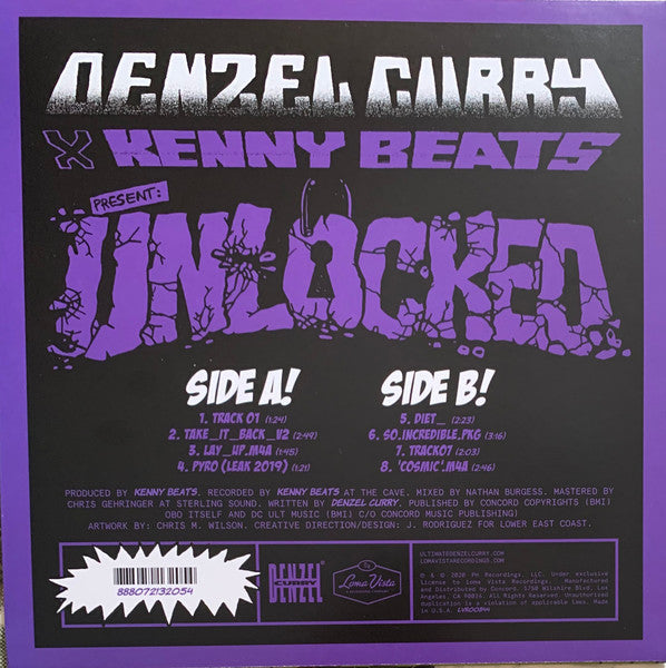 Denzel Curry X Kenny Beats - Unlocked (2020) - Mint- LP Record 2023 Loma Vista Black Vinyl - Hip Hop - Shuga Records