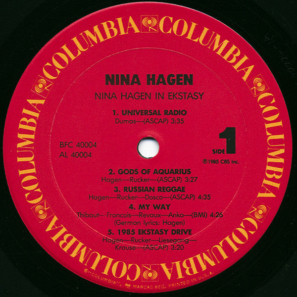 Nina Hagen - In Ekstasy - Mint- LP Record 1985 Columbia USA Vinyl - New Wave / Synth-pop - Shuga Records