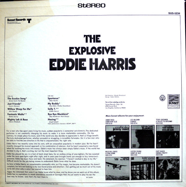 Eddie Harris - The Explosive Eddie Harris - VG+ LP Record 1969
