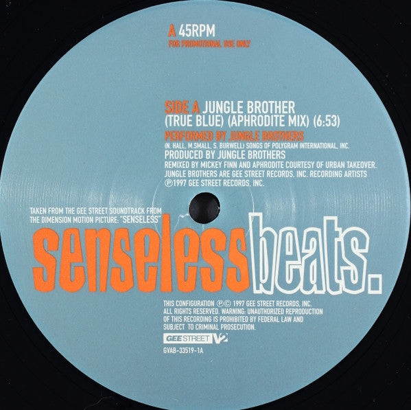 Jungle Brothers / Headrillaz  - Senseless Beats.... - Mint- 12" Single Record 1988 Gee Street USA Vinyl - Drum n Bass