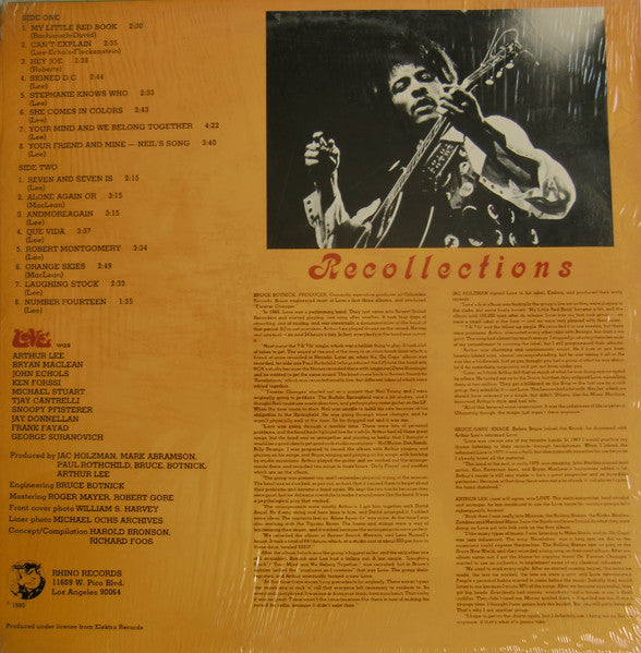 Love – Best Of Love - VG+ LP Record 1980 Rhino USA Vinyl - Psychedelic Rock / Folk Rock - Shuga Records
