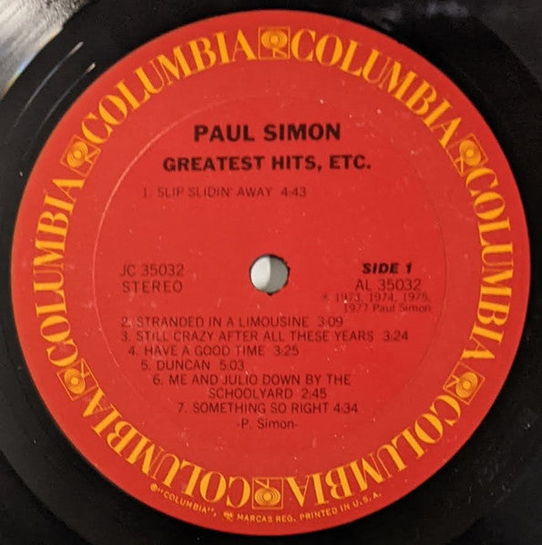 Paul Simon - Greatest Hits, Etc. - VG+ LP Record 1977 Columbia USA Vinyl - Pop Rock / Folk Rock - Shuga Records