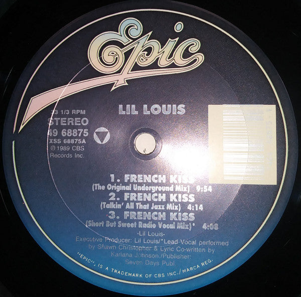 Lil Louis - French Kiss -Mint- 12" Single Record 1989 Epic USA Vinyl - Chicago House - Shuga Records