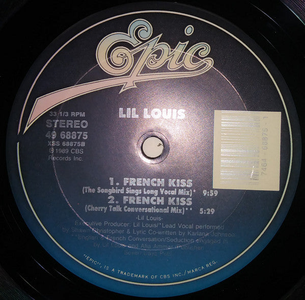 Lil Louis - French Kiss -Mint- 12" Single Record 1989 Epic USA Vinyl - Chicago House - Shuga Records