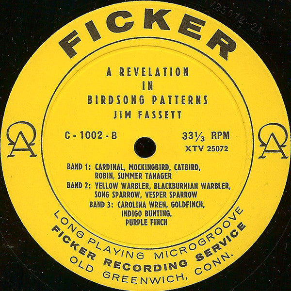 Jim Fassett - Symphony Of The Birds - VG+ LP Record 1960 Ficker USA Vinyl - Electronic / Musique Concrète / Field Recording - Shuga Records