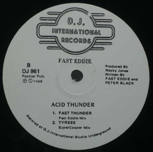 Fast Eddie - Acid Thunder - VG- (low grade, Side B plays with clicks) 12" Single 1988 USA - Chicago Acid House - Shuga Records
