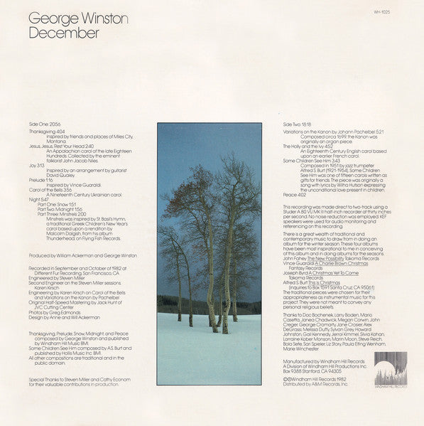 George Winston - December - VG+ LP Record 1982 Windham Hill USA Vinyl - New Age / Contemporary / Ambient - Shuga Records