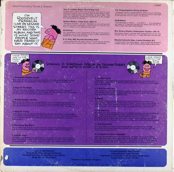 Roosevelt Franklin - The Year Of Roosevelt Franklin (Gordon's Friend From Sesame Street) - VG LP Record 1970 Columbia USA Vinyl - Children's Educational / Soul / Funk - Shuga Records