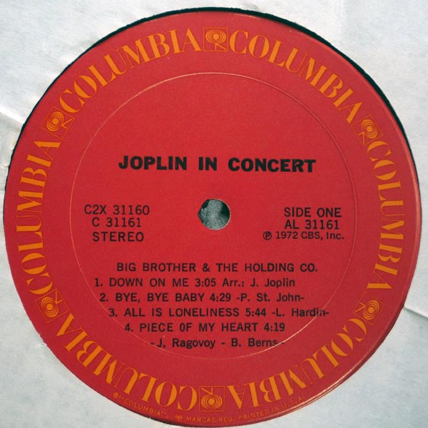 Janis Joplin - In Concert - VG+ 2 LP Record 1972 Columbia USA Vinyl - Classic Rock / Blues Rock - Shuga Records