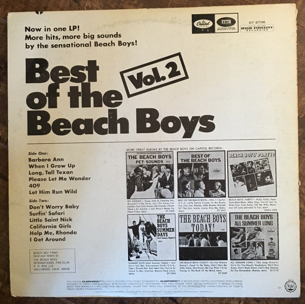 The Beach Boys - Best Of The Beach Boys, Vol. 2 (1967) - VG+ LP Record 1972 Capitol Starline USA Vinyl - Surf Rock / Pop - Shuga Records