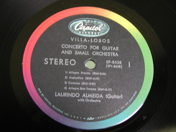Laurindo Almeida / Heitor Villa-Lobos - Concerto For Guitar And Small Orchestra - VG+ (VG Cover) LP Record 1966 Capitol USA Stereo Vinyl - Classical / Latin / Baroque - Shuga Records