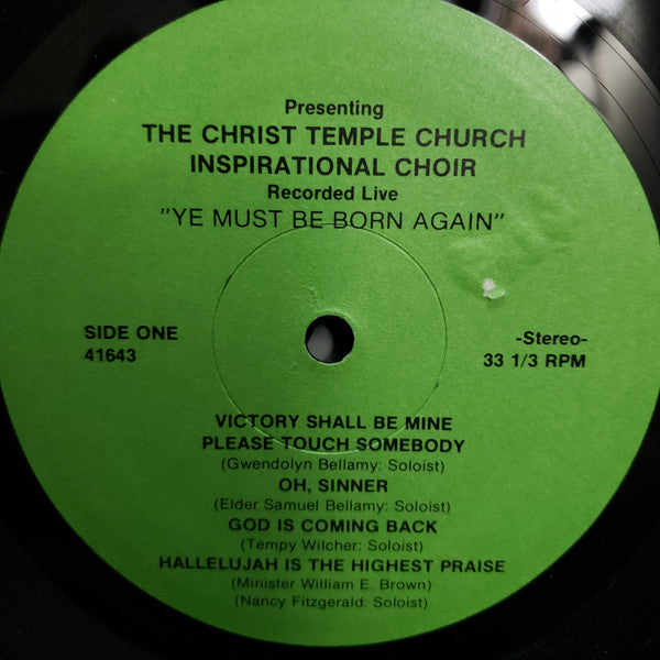 Christ Temple Church Inspirational Choir - Ye Must Be Born Again - VG+ (Low grade cover) LP Record 1980 USA Vinyl - Chicago Maywood Gospel / Soul - Shuga Records