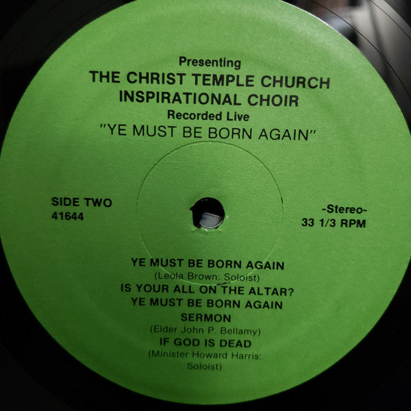 Christ Temple Church Inspirational Choir - Ye Must Be Born Again - VG+ (Low grade cover) LP Record 1980 USA Vinyl - Chicago Maywood Gospel / Soul - Shuga Records