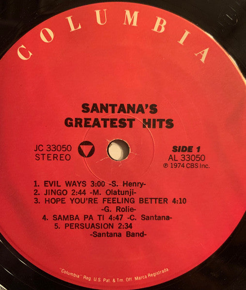 Santana - Santana's Greatest Hits (1974) - Mint- LP Record 1990's Columbia USA Vinyl - Psychedelic Rock / Blues Rock / Latin - Shuga Records