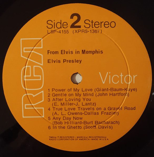 Elvis Presley - From Elvis In Memphis - VG+ LP Record 1969 RCA USA Original Vinyl - Rock & Roll / Country Rock - Shuga Records