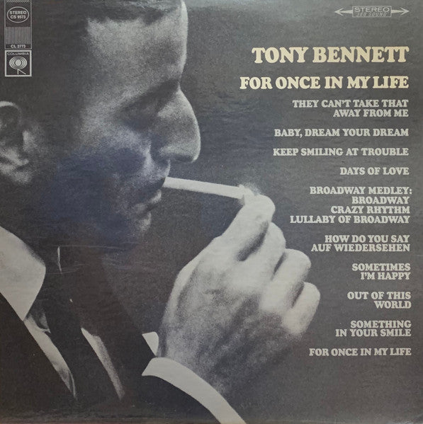 Tony Bennett - For Once In My Life - Mint- LP Record 1967 Columbia USA Original Press 360 Vinyl - Jazz / Big Band / Vocal / Pop - Shuga Records