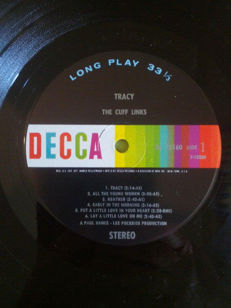 The Cuff Links - Tracy - VG+ LP Record 1969 Decca USA Vinyl - Pop Rock - Shuga Records