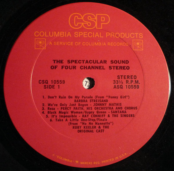Santana / Janis Joplin / Johnny Mathis / Barbra Streisand – SQ Quadraphonic, The Spectacular Sound Of Four Channel Stereo - VG+ LP Record 1972 Columbia USA Vinyl - Pop / Rock / Jazz / Soundtrack - Shuga Records