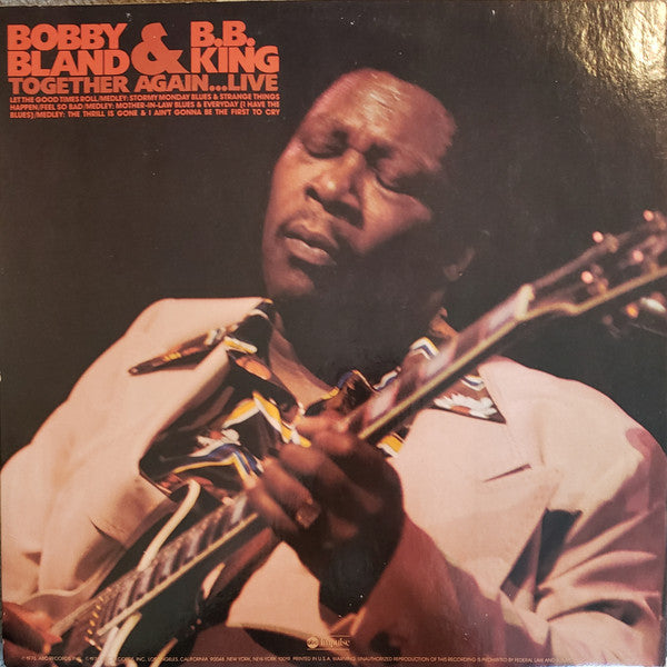 Bobby Bland & B.B. King - Together Again...Live - VG+ LP Record 1976 ABC Impulse! USA Vinyl - Chicago Blues / Rhythm & Blues - Shuga Records