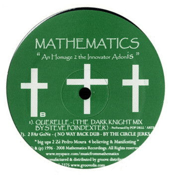 Adonis Presents Pop Dell' Arte - No Way Back - Tribute E.P. - VG+ 12" Single Record 2008 Mathematics Recordings USA Vinyl - Chicago Acid House - Shuga Records