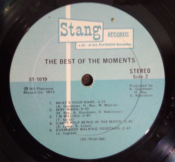 The Moments - The Best Of The Moments - VG LP Record 1973 Stang USA Original Vinyl - Soul / Funk - Shuga Records