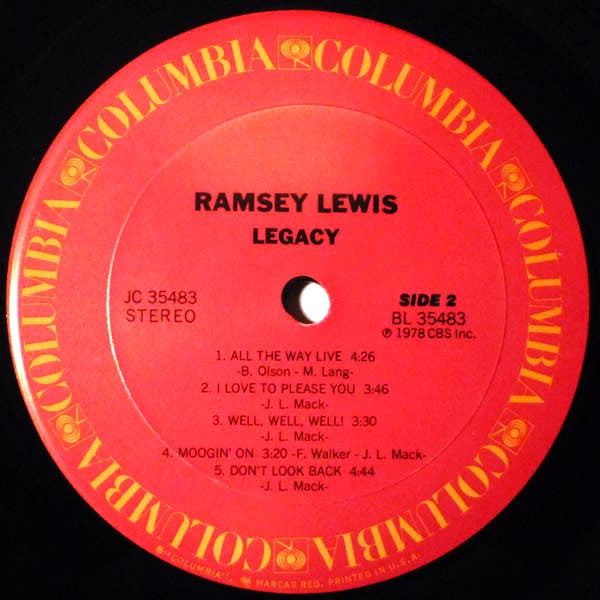 Ramsey Lewis - Legacy - LP Record 1978 Columbia USA Vinyl - Jazz / Jazz-Funk - Shuga Records