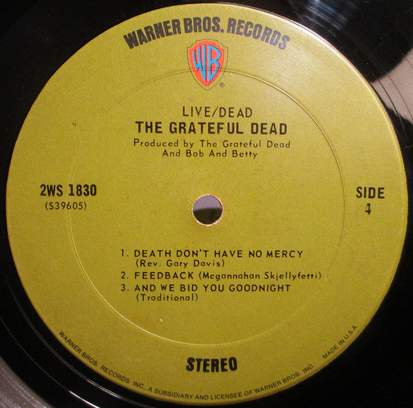 The Grateful Dead - Live/Dead (1969) - Near Mint- 2 LP Record 1970 Warner USA Green WB Label Vinyl - Psychedelic Rock / Blues Rock - Shuga Records