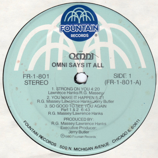 Omni - Says It All - VG LP Record 1980 Fountain USA Vinyl - Funk / Soul - Shuga Records