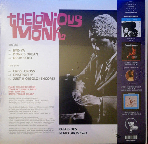 Thelonious Monk – Palais Des Beaux-Arts 1963 - New LP Record Store Day 2020 Tidal Waves Music RSD 180 gram Vinyl & Poster - Jazz / Hard Bop - Shuga Records