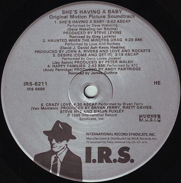 Various - She's Having A Baby (Original Motion Picture) - VG+ LP Record 1988 IRS USA Vinyl - Soundtrack - Shuga Records
