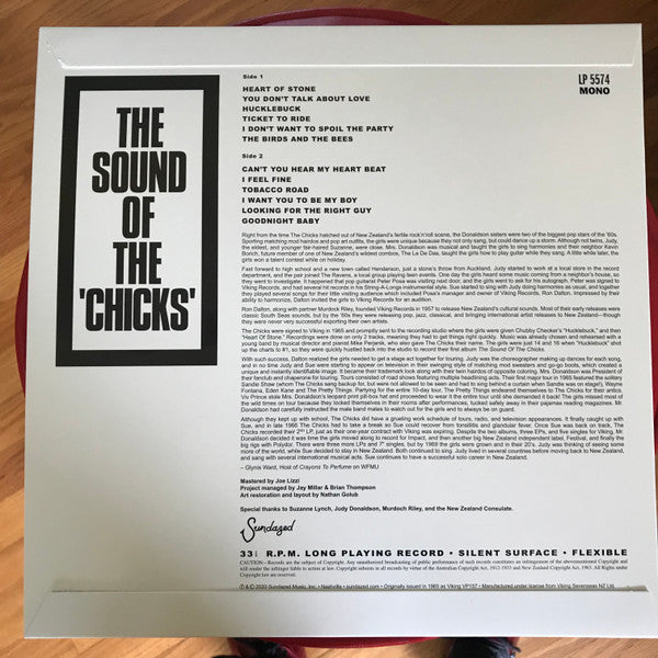 The Chicks - The Sound Of The 'Chicks' (1965) - Mint- LP Record 2020 Sundazed USA White Vinyl & OBI - Rock / Beat / Mod - Shuga Records