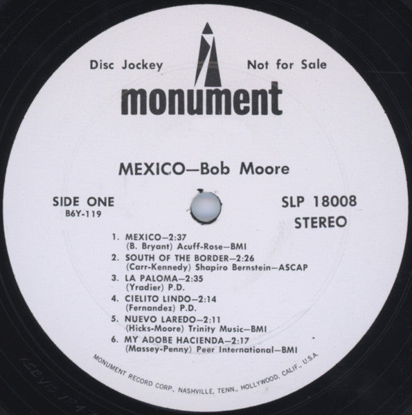 The Acapulco Trumpets And The Bob Moore Orchestra  - Mexico! - VG+ LP Record 1967 Monument Promo Vinyl - Latin / Pop