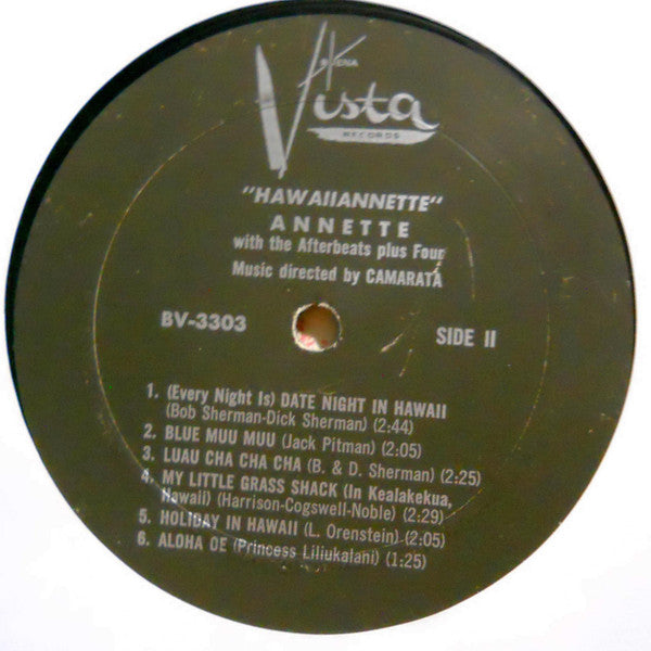 Annette - Hawaiiannette - Annette Sings Songs Of Hawaii - VG LP Record USA Original Mono Vinyl & Hype Sticker - Pop Rock / Hawaiian - Shuga Records