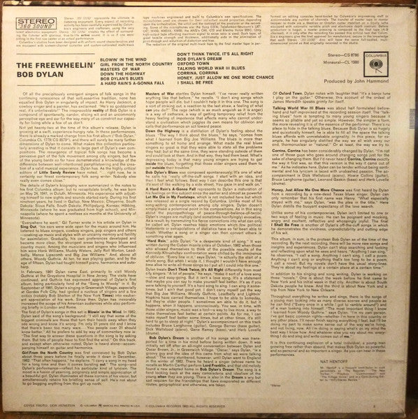 Bob Dylan - The Freewheelin' Bob Dylan (1963) - VG+ LP Record 1970 Columbia USA Vinyl - Rock / Folk Rock - Shuga Records
